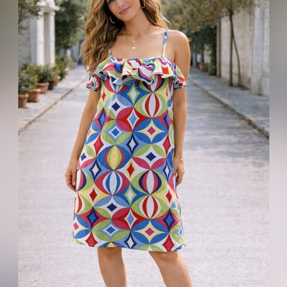 Melly M Ruffled A-line Sundress Spring Summer Boho Preppy Resort Relaxed fit